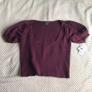 French Connection delicate berry blush Large square neck puff sleeve pullover